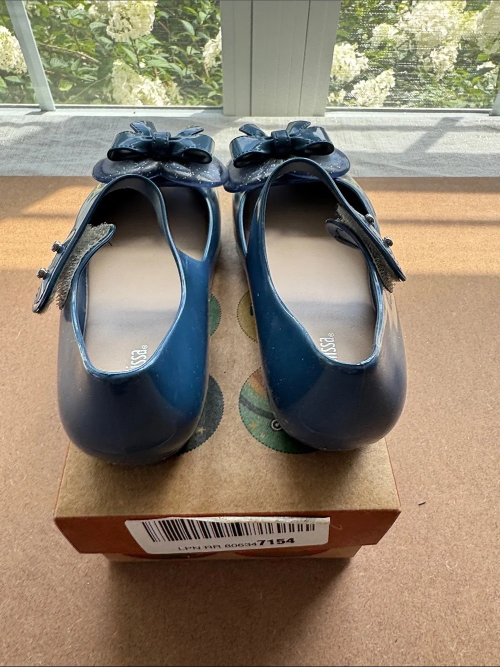 mini Melissa Girls' Navy Glitter Bow Mary Jane Shoes Size 11 Brand New